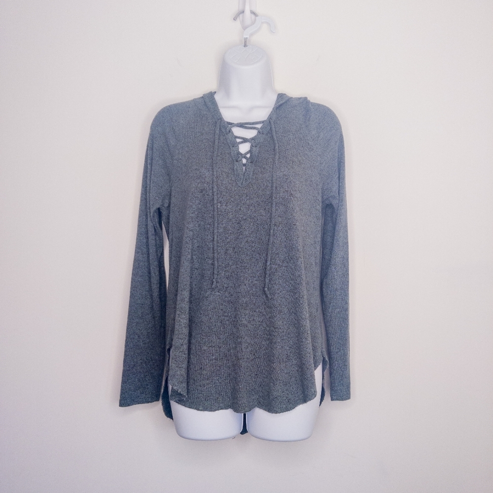 American Eagle Women's Hooded Sweater Medium Long Sleeve Teal Shirt